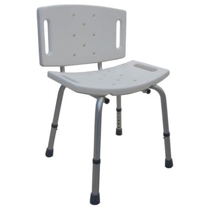 Banco de Aluminio con Respaldo para Ducha Blanco110 Kg