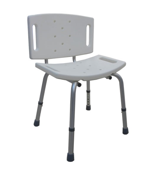 Banco de Aluminio con Respaldo para Ducha Blanco110 Kg