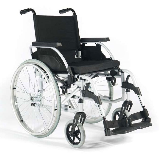 Silla de Ruedas de Acero de 41 Cm Gris Martillado con Qr Pier. Desm. Bra. Aba. Llanta Del. Rig. Unix