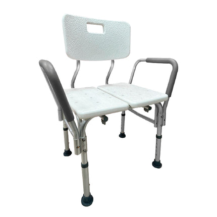 Banco para Ducha Extra Ancho con Respaldo y Brazos Desmontables 130 kg Bienstar
