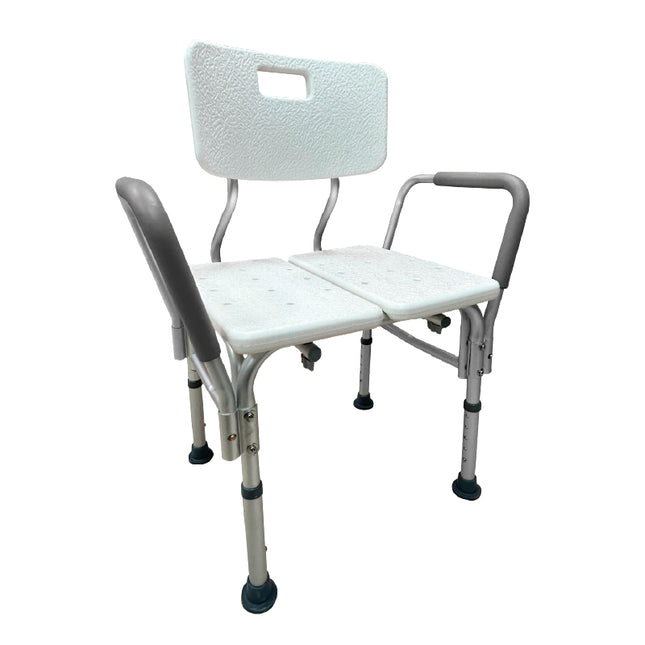 Banco para Ducha Extra Ancho con Respaldo y Brazos Desmontables 130 kg Bienstar