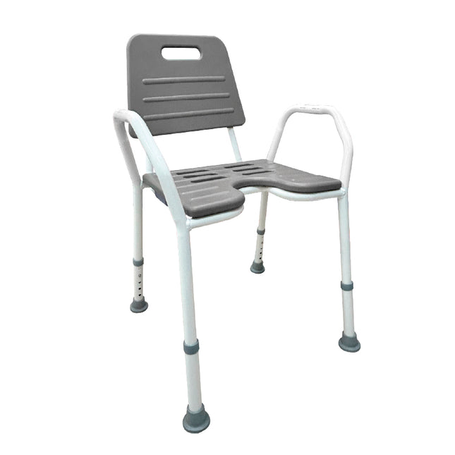 Banco para Ducha de Aluminio con Respaldo y Superficie Antiderrapante  Bienstar