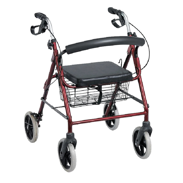 Andadera Rollator de Lujo Desarmable de Aluminio Roja con Ruedas de 8" Bienstar BIBM5011F