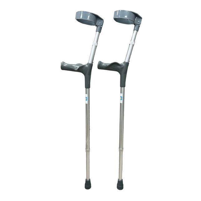 Muleta Canadiense de Aluminio para Adulto con Puño Ergonómico Gris Bienstar BIBM8563
