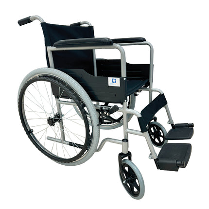 Silla de Ruedas de Acero Esmaltado Gris con Llantas Neumáticas (18") | Bienstar BIBME4611-N