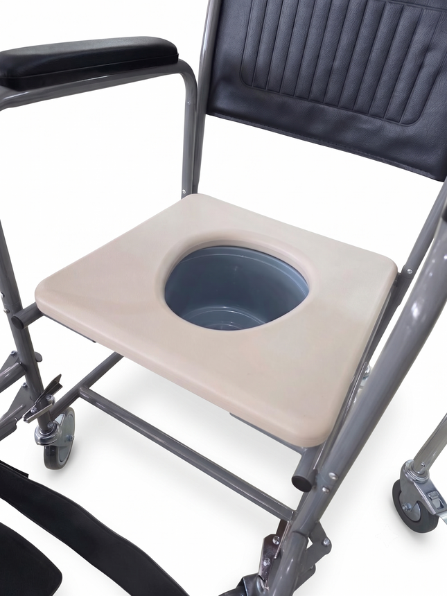Silla Cómodo con Ruedas | Tinto | Brazos Fijos y Pierneras Desmontables | Modelo 815B