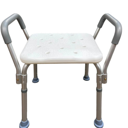 Banco de Aluminio para Ducha sin Respaldo y con Descansabrazos (90 kg) | Bienstar BM3552L
