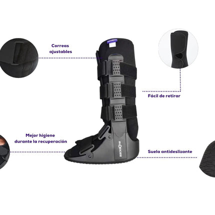 Bota Ortopédica Larga Walker B-Walk Negra | Backbone