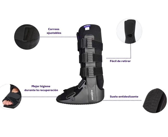 Bota Ortopédica Larga Walker B-Walk Negra | Backbone