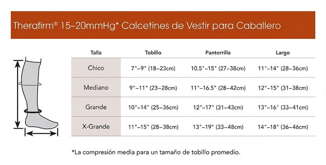Therafirm® Calcetín de Mediana Compresión para Caballero 15-20 mmHg