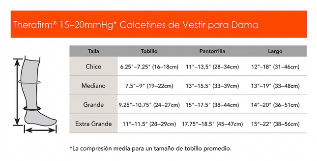 Therafirm® Calcetín de Mediana Compresión para Dama 15-20 mmHg