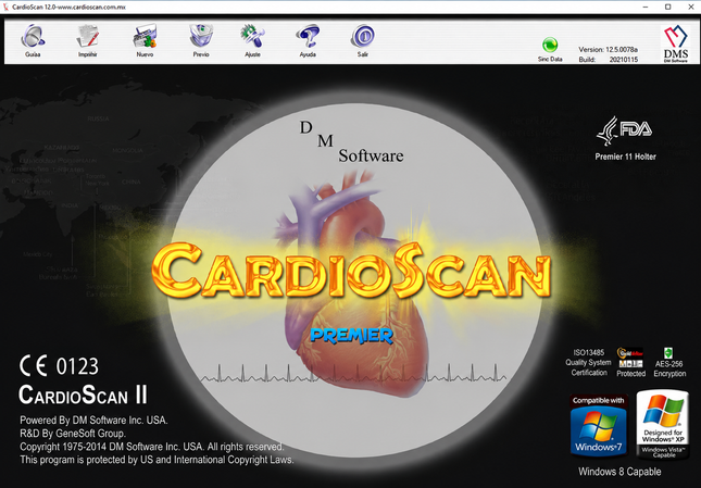 Holter Cardioscan 12 de hasta 12 Canales con AOT, ST, QTd, VFC, FA, QTyQTc, SAECG, VCG, arritmias y Análisis de Apnea.