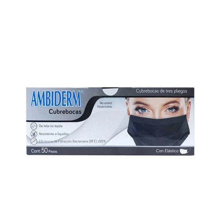 Cubrebocas Tricapa con Elástico Ambiderm | Caja con 50 Piezas