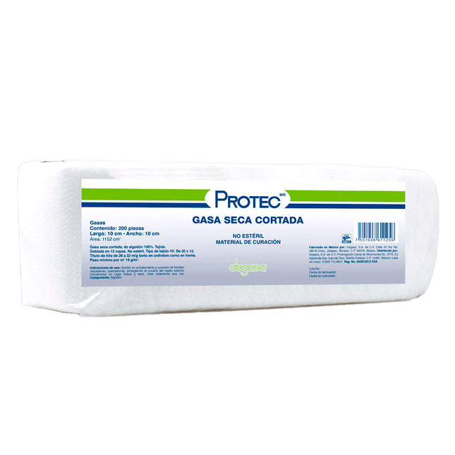 Gasa No Esteril Paquete C/200 10 X 10 Cm Tejido 20 X 12 Protec