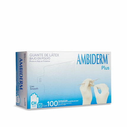 Guantes de Látex No Estériles Ambiderm Plus Bajo en Polvo Caja con 100 Piezas