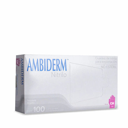 Guantes de Nitrilo Ambiderm® No Estériles Desechables Libres de Látex y sin Polvo Caja con 100 Piezas