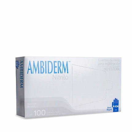 Guantes de Nitrilo Ambiderm® No Estériles Desechables Libres de Látex y sin Polvo Caja con 100 Piezas