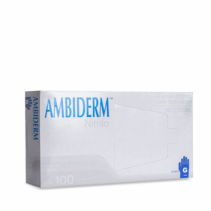 Guantes de Nitrilo Ambiderm® No Estériles Desechables Libres de Látex y sin Polvo Caja con 100 Piezas