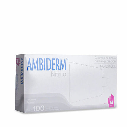 Guantes de Nitrilo Ambiderm® No Estériles Desechables Libres de Látex y sin Polvo Caja con 100 Piezas