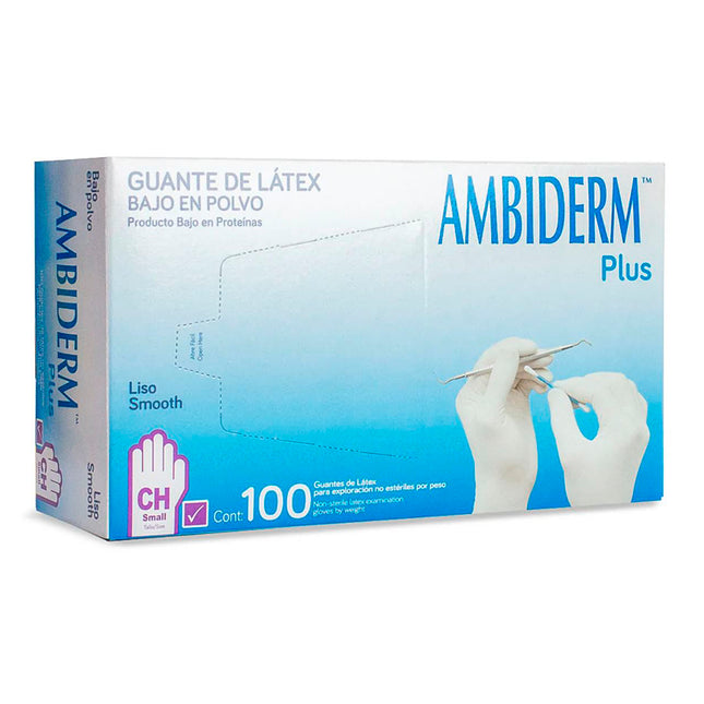 Guante No Esteril Chico Plus Latex Desechable Bajo en Polvo Liso Violeta Caja C/100