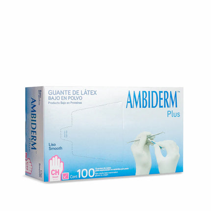 Guantes de Látex No Estériles Ambiderm Plus Bajo en Polvo Caja con 100 Piezas