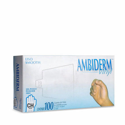 Guante No Esteril Mediano Vinyl Libre de Latex Desechable Libre de Polvo Liso Natural Caja C/100