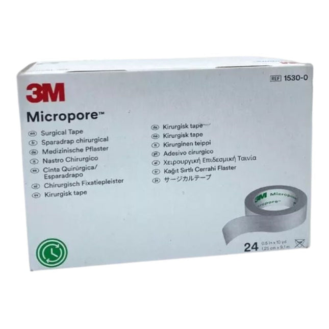 Micropore Blanco 1.27cm (1/2in) X 9.14 M Caja C/24 Rollos