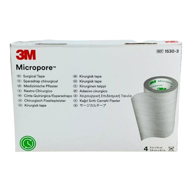 Micropore Blanco 7.6cm(3in) X 9.14 M Caja C/4 Rollos