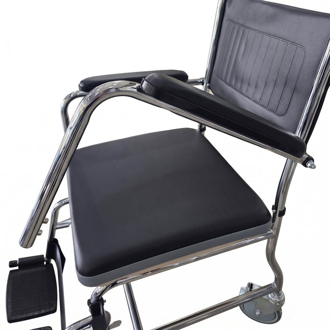 Bienstar Silla Cómodo con Ruedas | Cromada | Brazos Abatibles y Pierneras Desmontables | Modelo 8015A