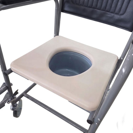 Bienstar Silla Cómodo con Ruedas | Cromada | Brazos Abatibles y Pierneras Desmontables | Modelo 8015A