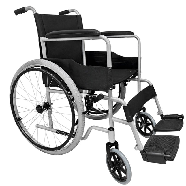 Silla de Ruedas de Acero Esmaltado Gris con Llantas Neumáticas (18") | Bienstar BIBME4611-N