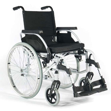 Silla de Ruedas de Acero de 41 Cm Gris Martillado con Qr Pier. Desm. Bra. Aba. Llanta Del. Rig. Unix