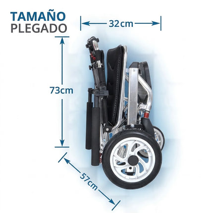 Silla de Ruedas Tipo Traslado de Aleación de aluminio Tapiceria de Tela 100 Kg