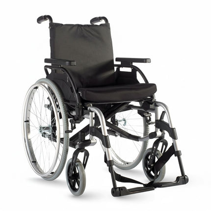 Silla de Ruedas de Acero de 41 Cm Gris Martillado con Qr Pier. Desm. Bra. Aba. Llanta Del. Rig. Unix