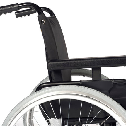 Silla de Ruedas de Aluminio de 43 Cm Rojo con Qr y Pierneras y Brazos Desmontables Mod. Basix 2