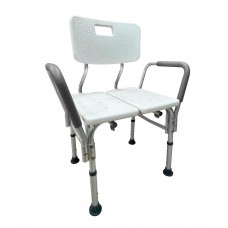BANCO PARA DUCHA EXTRA ANCHO CON RESPALDO Y BRAZOS DESMON BLANCO 130 KG