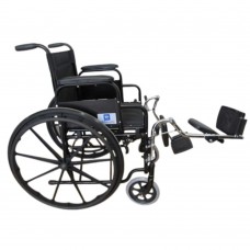 SILLA DE RUEDAS DE ACERO ESMALTADA DE 45 CM NEGRA CAÑUELA ELEVAPIERNAS DESMONTABLES 120 KG.