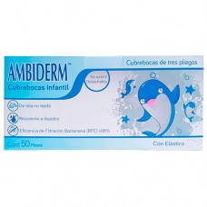 Cubrebocas infantil con tricapa de color blanco Ambiderm®