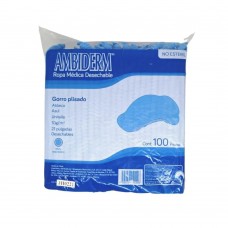 GORRO PLISADO AZUL BOLSA C/100 PIEZAS