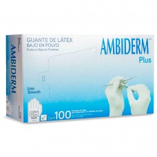 Guantes de látex no estéril plus color blanco chico Ambiderm®