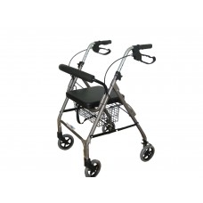 ANDADERA ROLLATOR DESARMABLE DE ALUMINIO GRIS 4 RUEDAS 6 PULG 120 KG