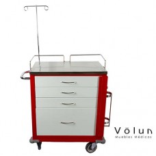 CARRO ROJO P/EQUIPO MEDICO 4/CAJONES